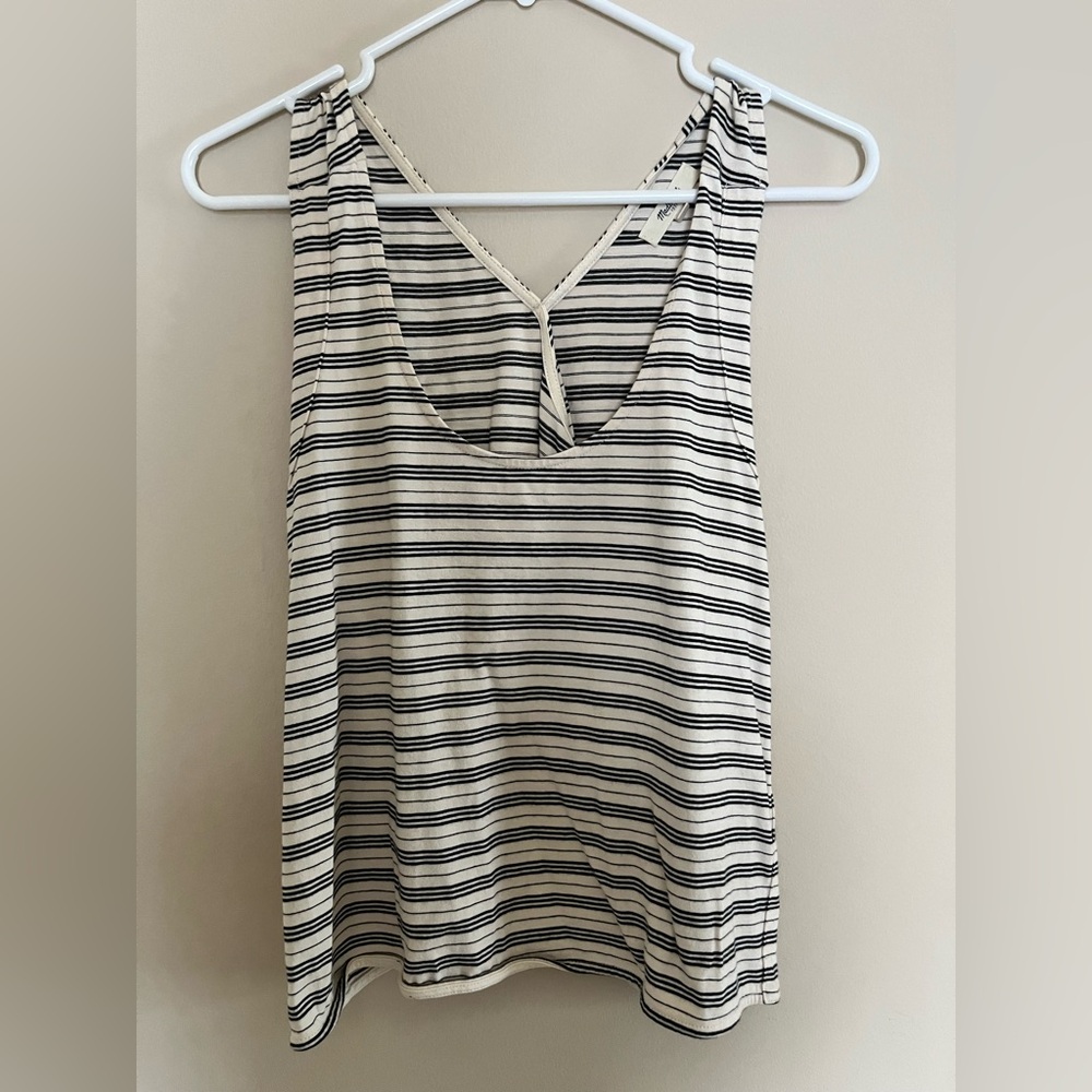 Madewell Black and White Striped Tank Top
